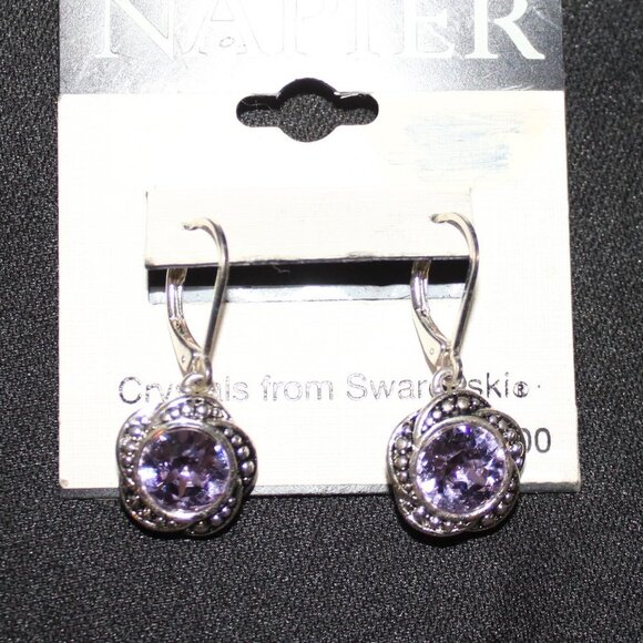 NWT Napier Pink Crystal Earrings - Picture 2 of 5